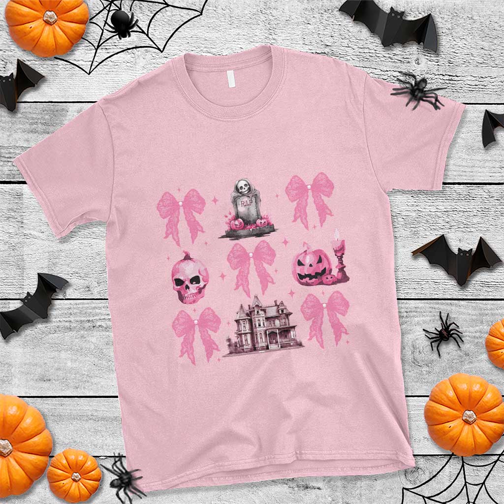 halloween-t-shirt-pink-bow-skull-haunted-house-coquette-aesthetic