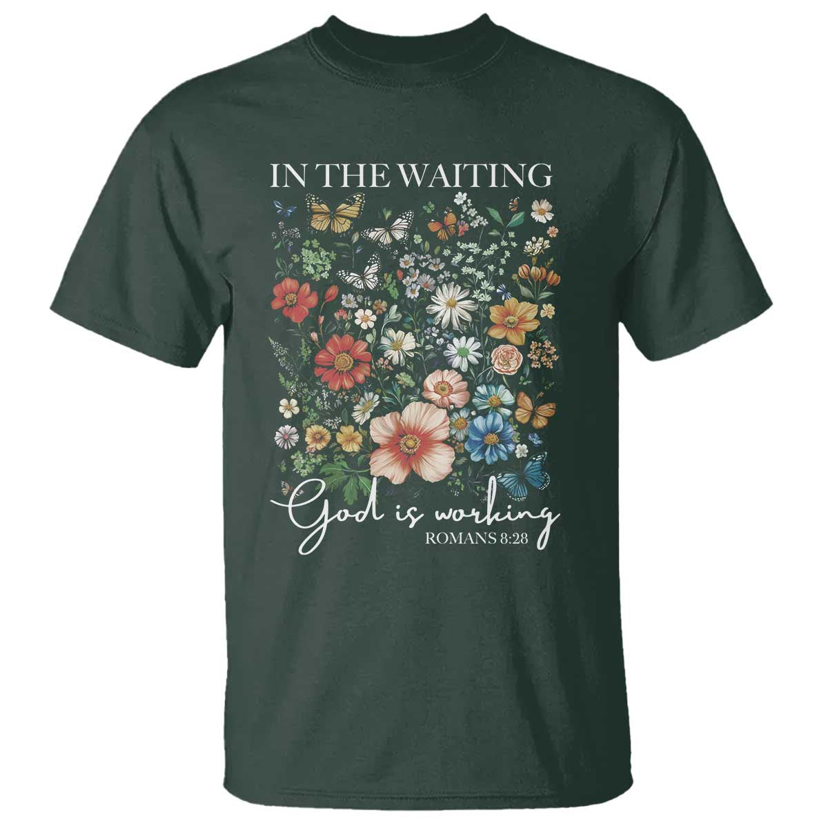 in-the-waiting-god-is-working-t-shirt-religious-christian-bible-verse-flower