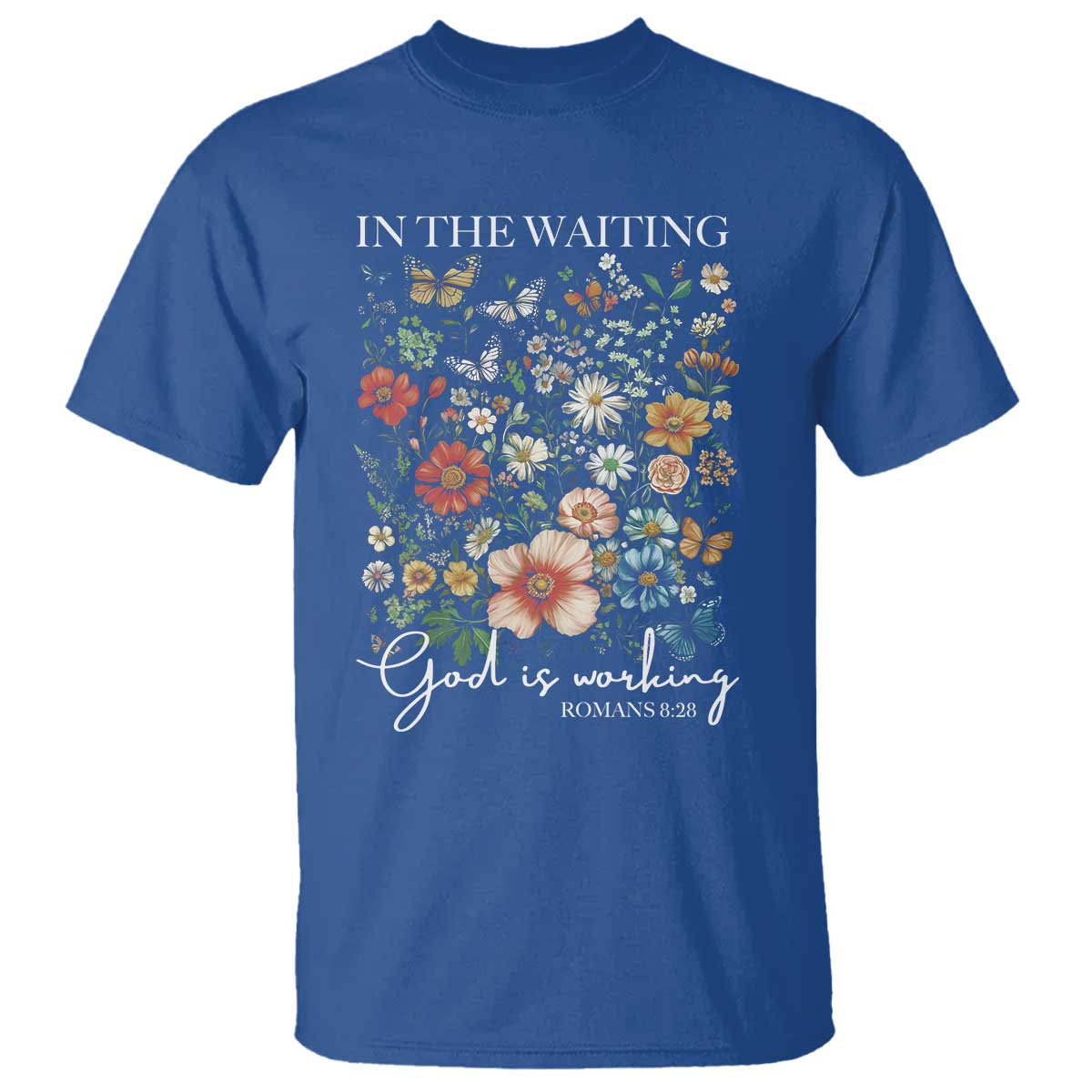in-the-waiting-god-is-working-t-shirt-religious-christian-bible-verse-flower