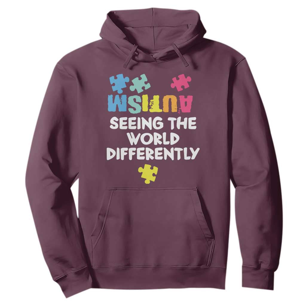 Autism Seeing The World Differently Hoodie Autistic Autism Support Puzzle