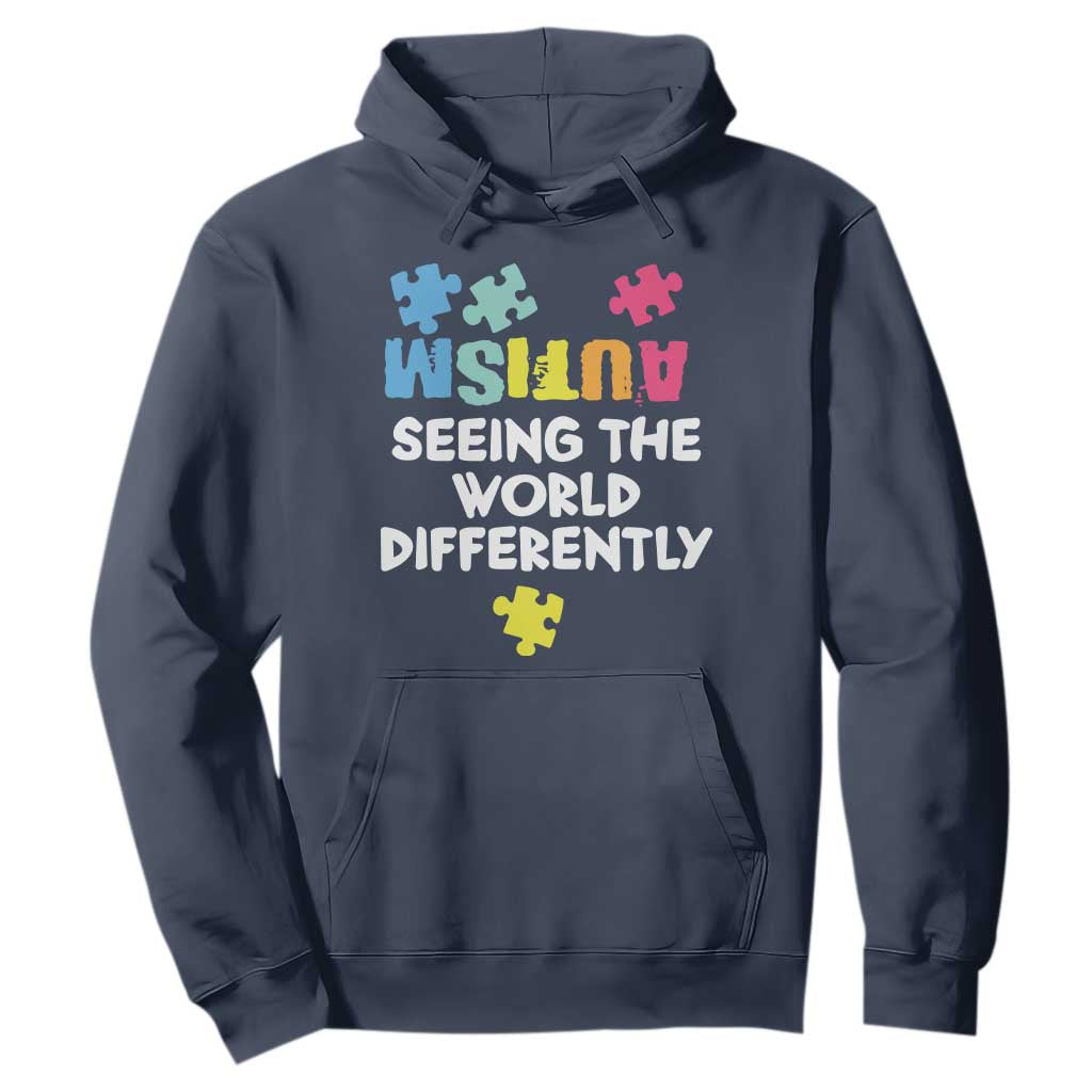 Autism Seeing The World Differently Hoodie Autistic Autism Support Puzzle