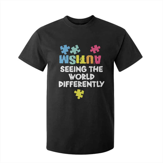 Autism Seeing The World Differently T Shirt For Kid Autistic Autism Support Puzzle