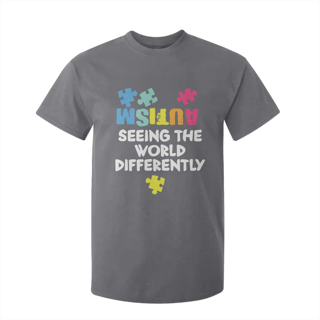 Autism Seeing The World Differently T Shirt For Kid Autistic Autism Support Puzzle