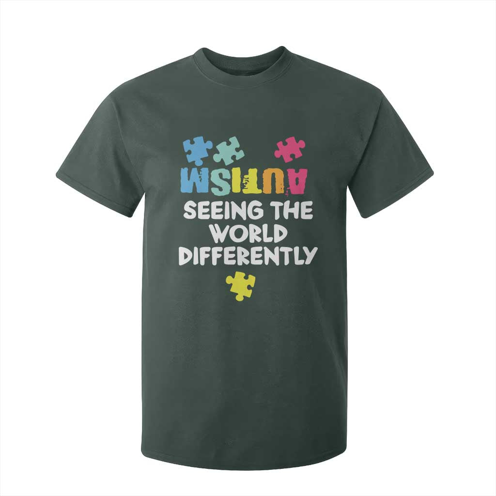 Autism Seeing The World Differently T Shirt For Kid Autistic Autism Support Puzzle