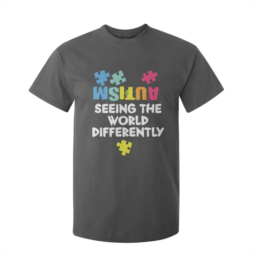 Autism Seeing The World Differently T Shirt For Kid Autistic Autism Support Puzzle