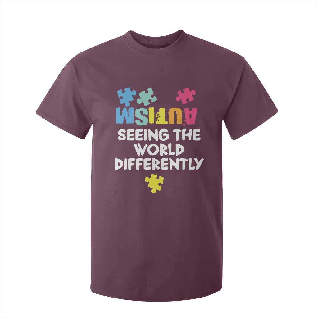 Autism Seeing The World Differently T Shirt For Kid Autistic Autism Support Puzzle