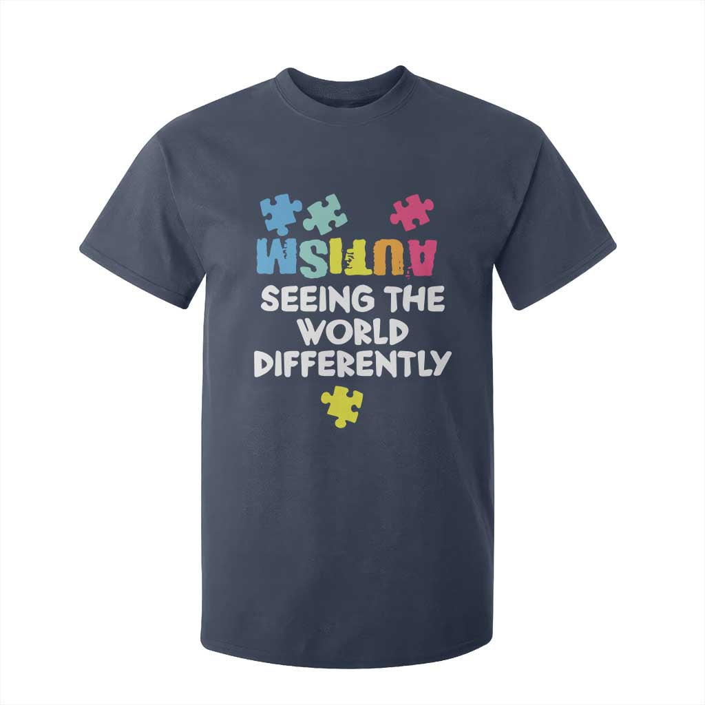 Autism Seeing The World Differently T Shirt For Kid Autistic Autism Support Puzzle