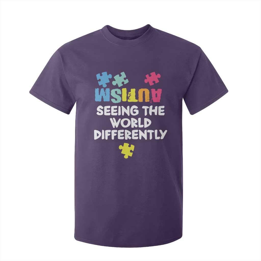 Autism Seeing The World Differently T Shirt For Kid Autistic Autism Support Puzzle