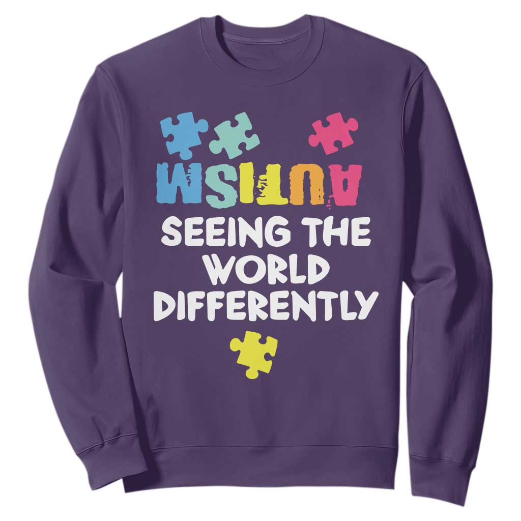 Autism Seeing The World Differently Sweatshirt Autistic Autism Support Puzzle
