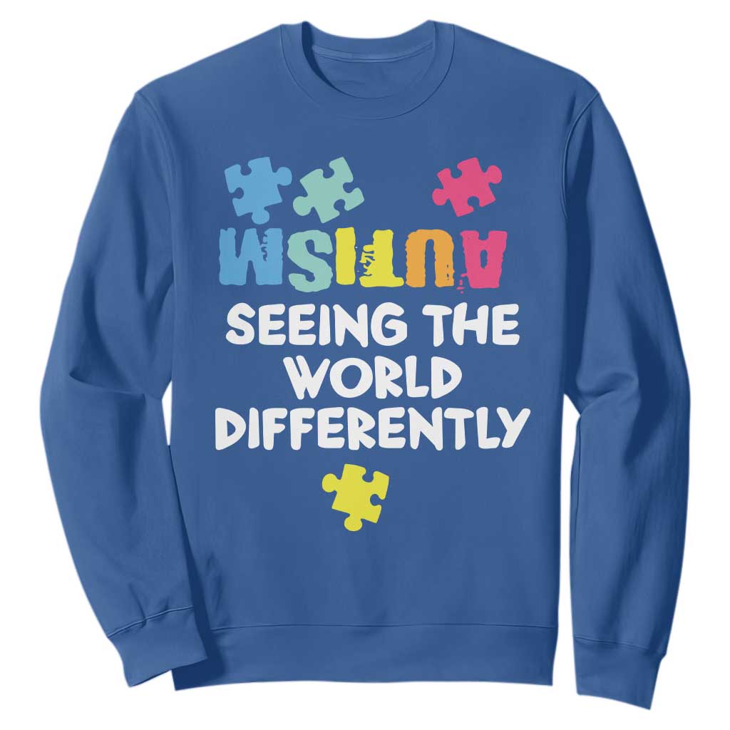 Autism Seeing The World Differently Sweatshirt Autistic Autism Support Puzzle