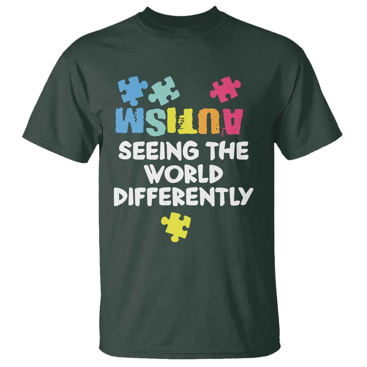 Autism Seeing The World Differently T Shirt Autistic Autism Support Puzzle