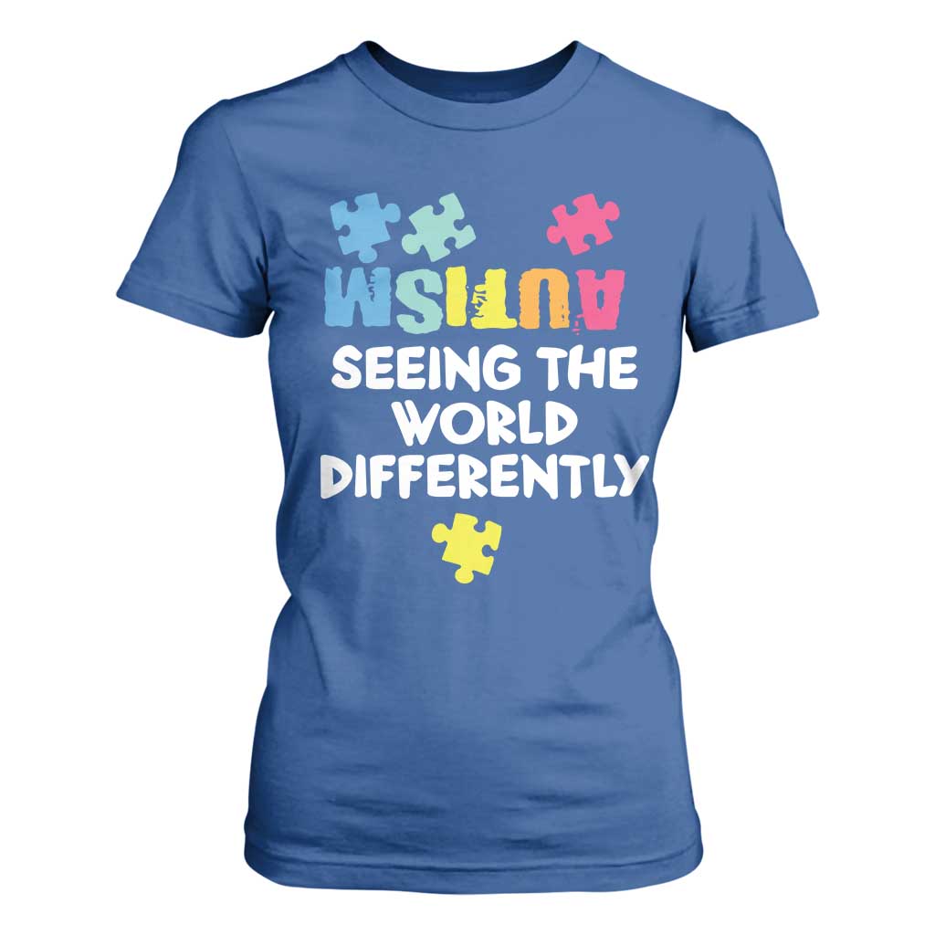 Autism Seeing The World Differently T Shirt For Women Autistic Autism Support Puzzle