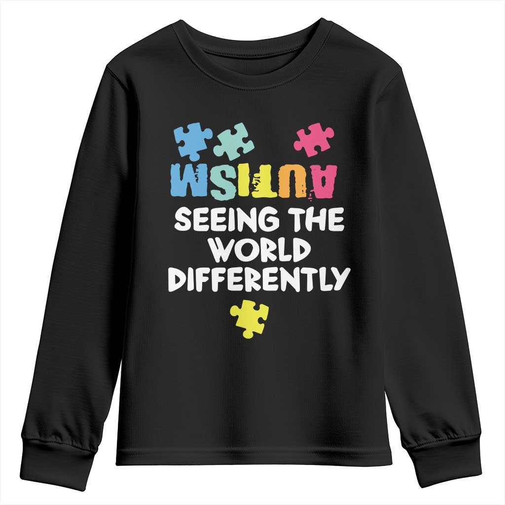 Autism Seeing The World Differently Youth Sweatshirt Autistic Autism Support Puzzle