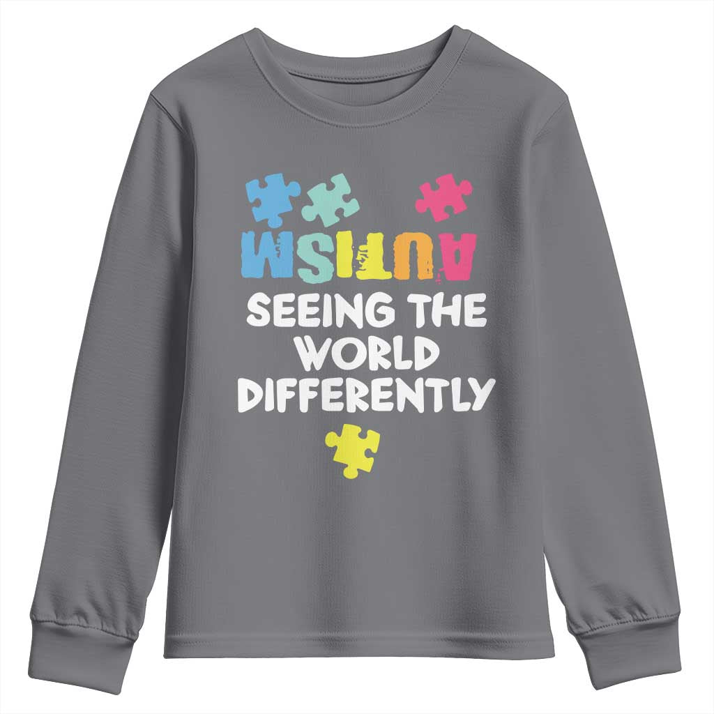 Autism Seeing The World Differently Youth Sweatshirt Autistic Autism Support Puzzle