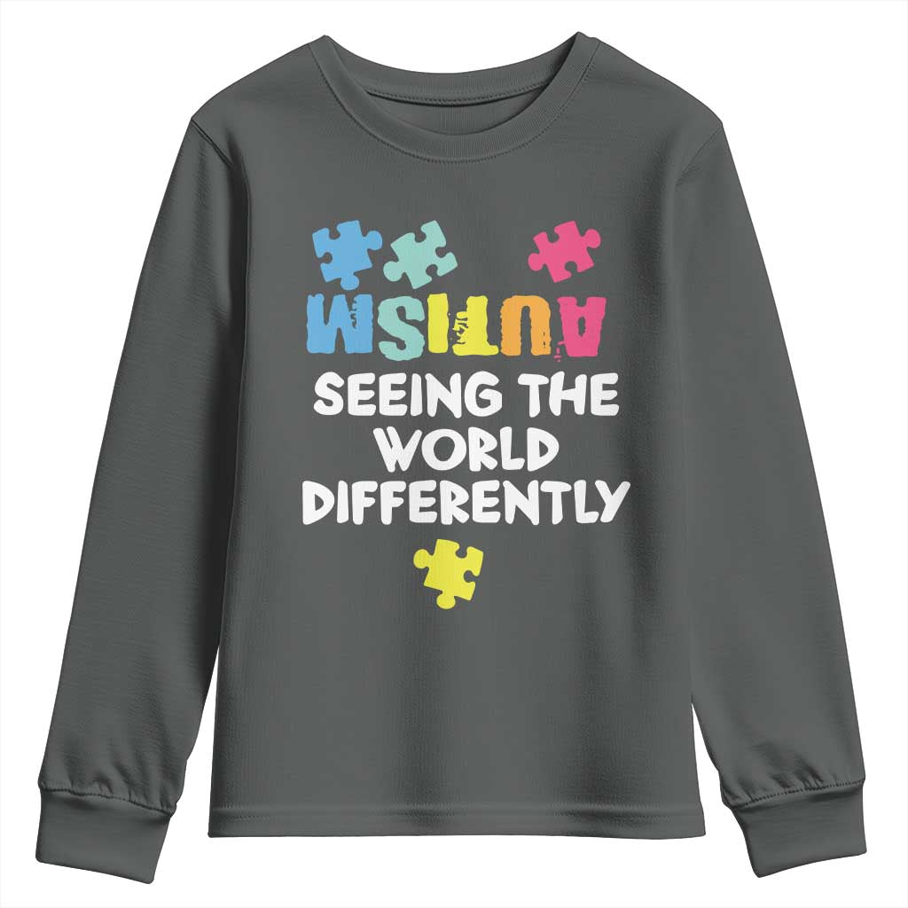 Autism Seeing The World Differently Youth Sweatshirt Autistic Autism Support Puzzle