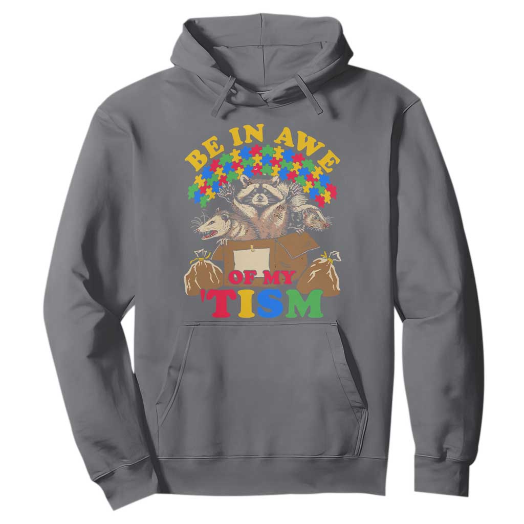 Funny Autism Support Hoodie Be In Awe Of My 'Tism Autistic Raccoon Opossum Skunk