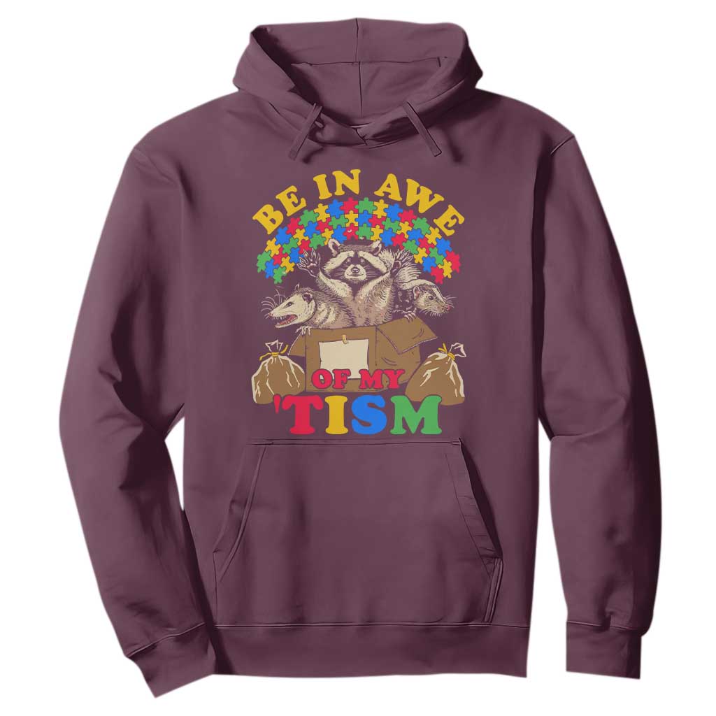 Funny Autism Support Hoodie Be In Awe Of My 'Tism Autistic Raccoon Opossum Skunk