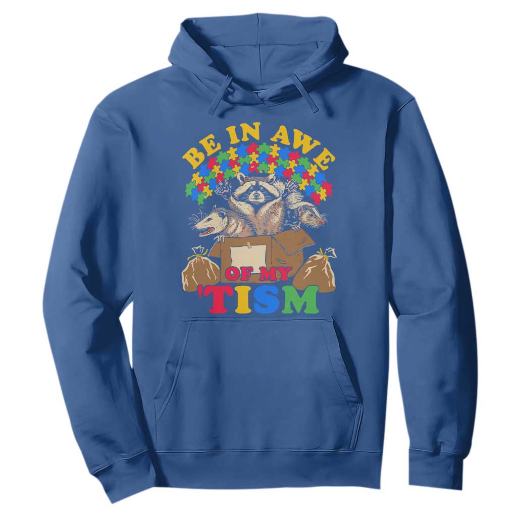 Funny Autism Support Hoodie Be In Awe Of My 'Tism Autistic Raccoon Opossum Skunk