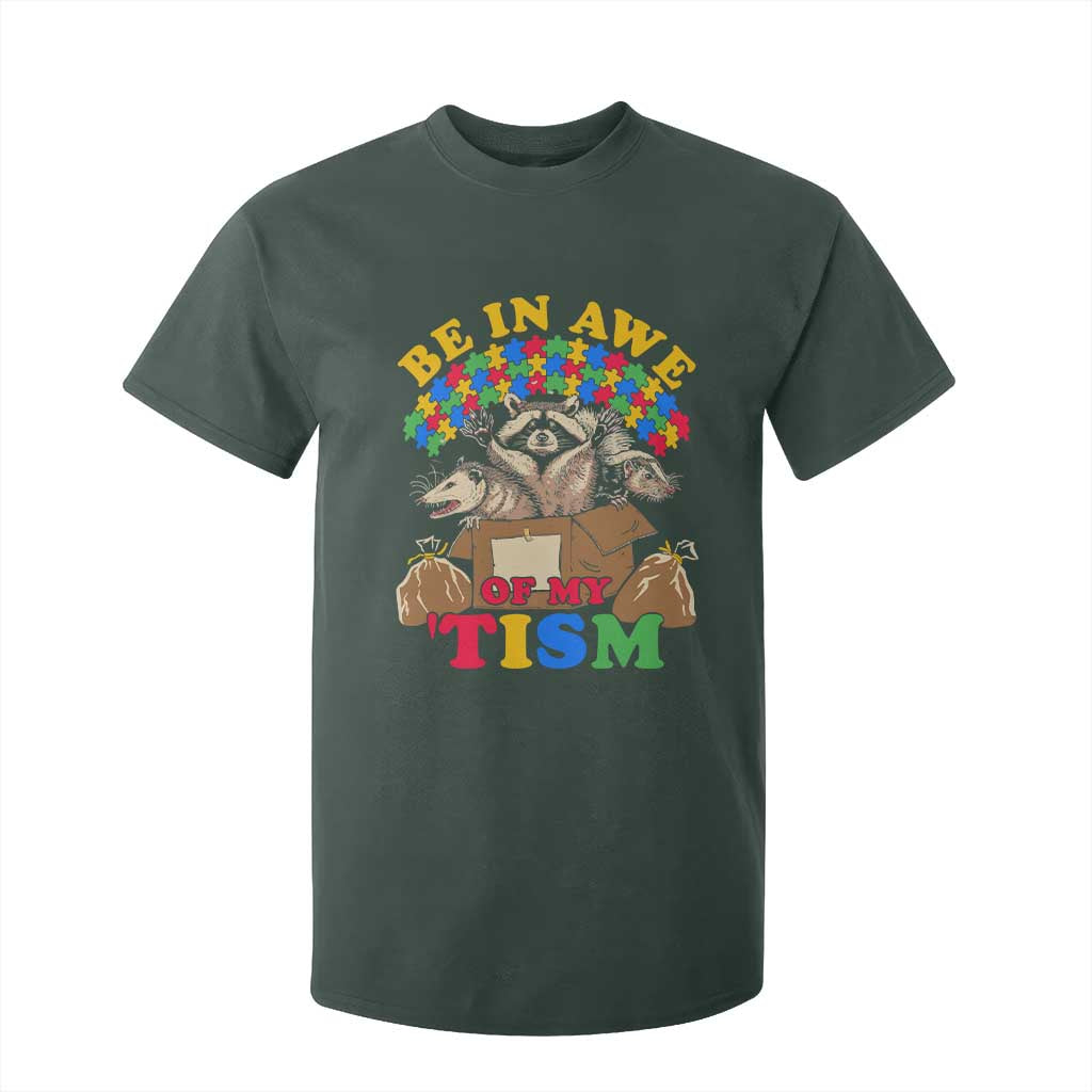 Funny Autism Support T Shirt For Kid Be In Awe Of My 'Tism Autistic Raccoon Opossum Skunk