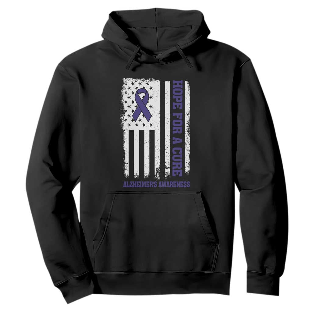 Alzheimer Support Hoodie Hope For A Cure Vintage American Flag