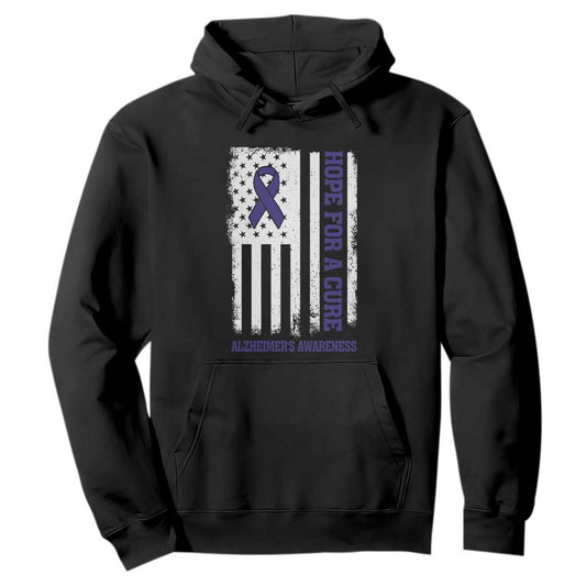 Alzheimer Support Hoodie Hope For A Cure Vintage American Flag