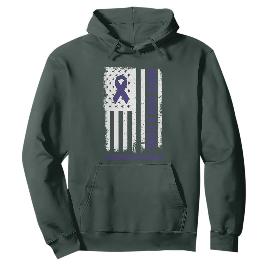 Alzheimer Support Hoodie Hope For A Cure Vintage American Flag