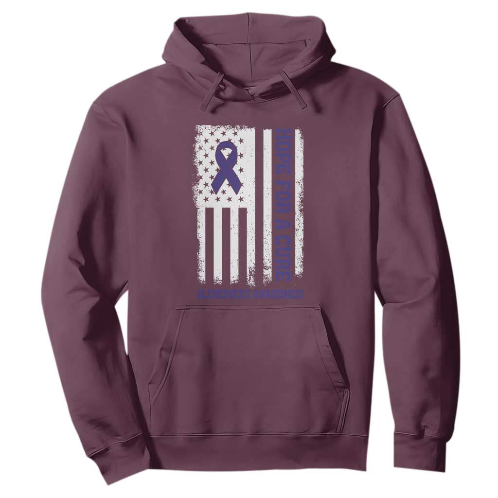 Alzheimer Support Hoodie Hope For A Cure Vintage American Flag