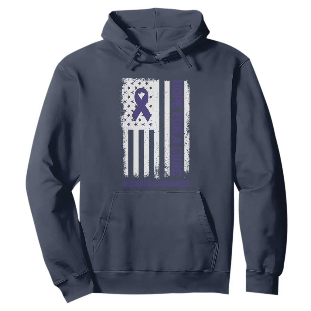 Alzheimer Support Hoodie Hope For A Cure Vintage American Flag