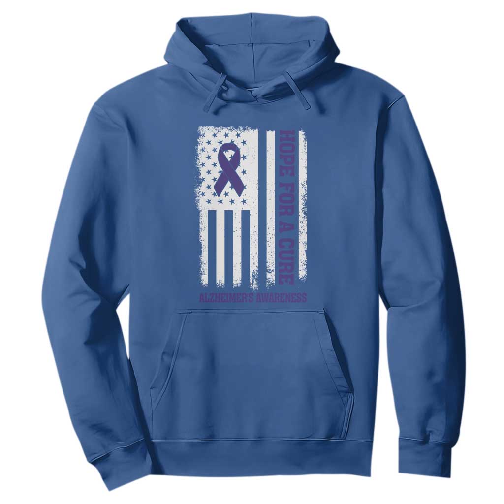 Alzheimer Support Hoodie Hope For A Cure Vintage American Flag