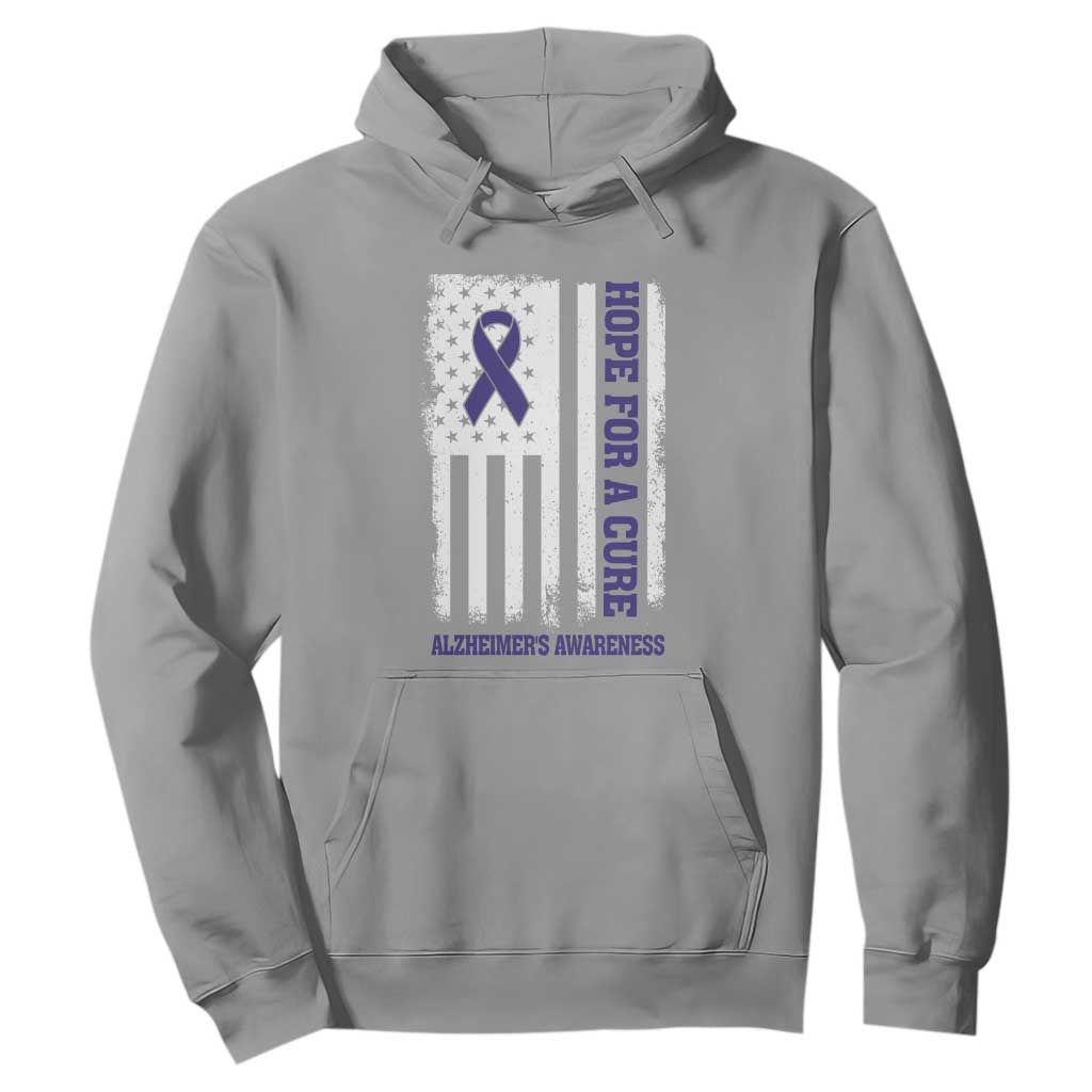 Alzheimer Support Hoodie Hope For A Cure Vintage American Flag