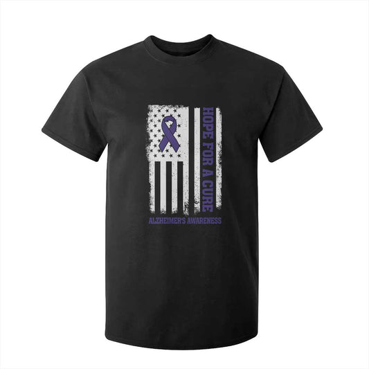 Alzheimer Support T Shirt For Kid Hope For A Cure Vintage American Flag