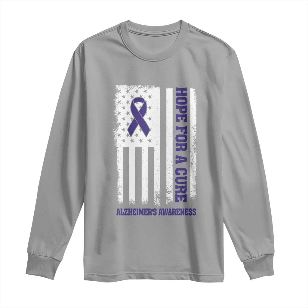 Alzheimer Support Long Sleeve Shirt Hope For A Cure Vintage American Flag