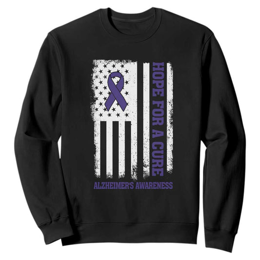 Alzheimer Support Sweatshirt Hope For A Cure Vintage American Flag