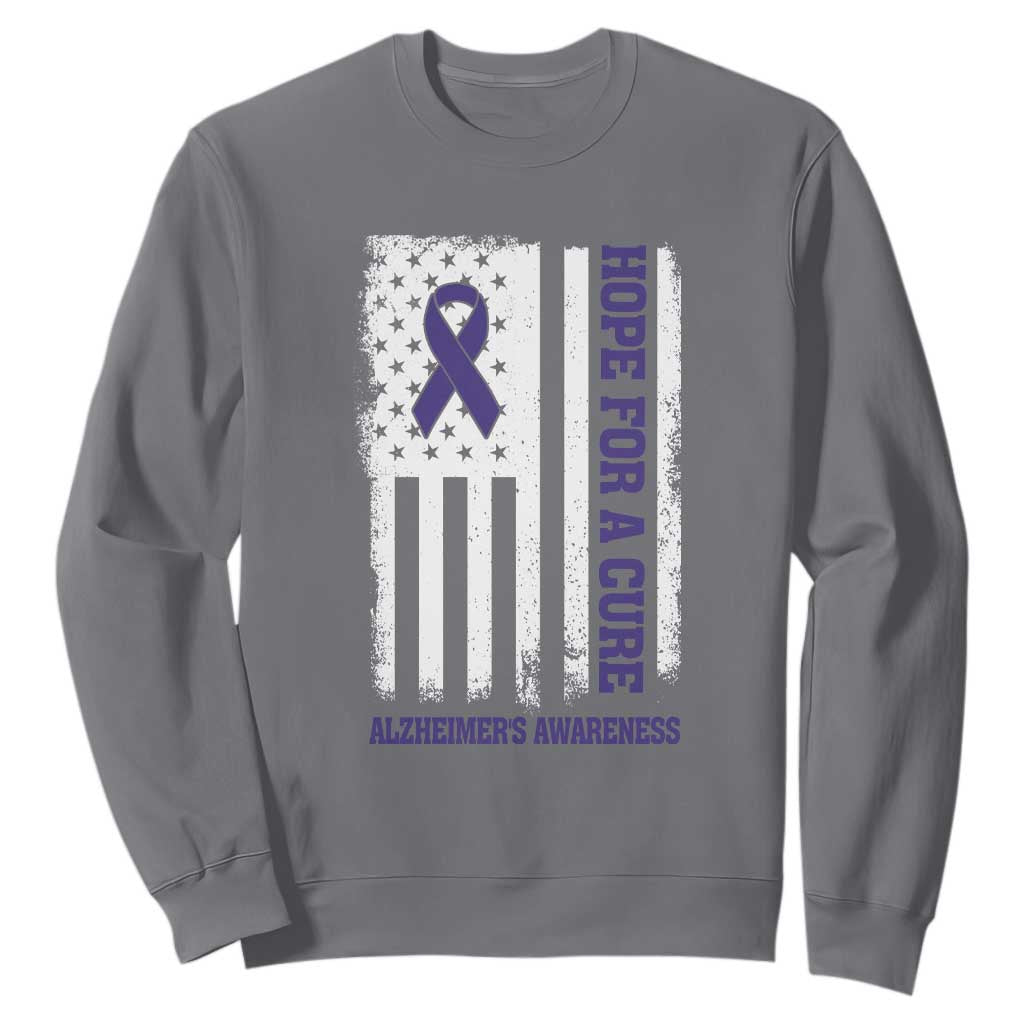 Alzheimer Support Sweatshirt Hope For A Cure Vintage American Flag