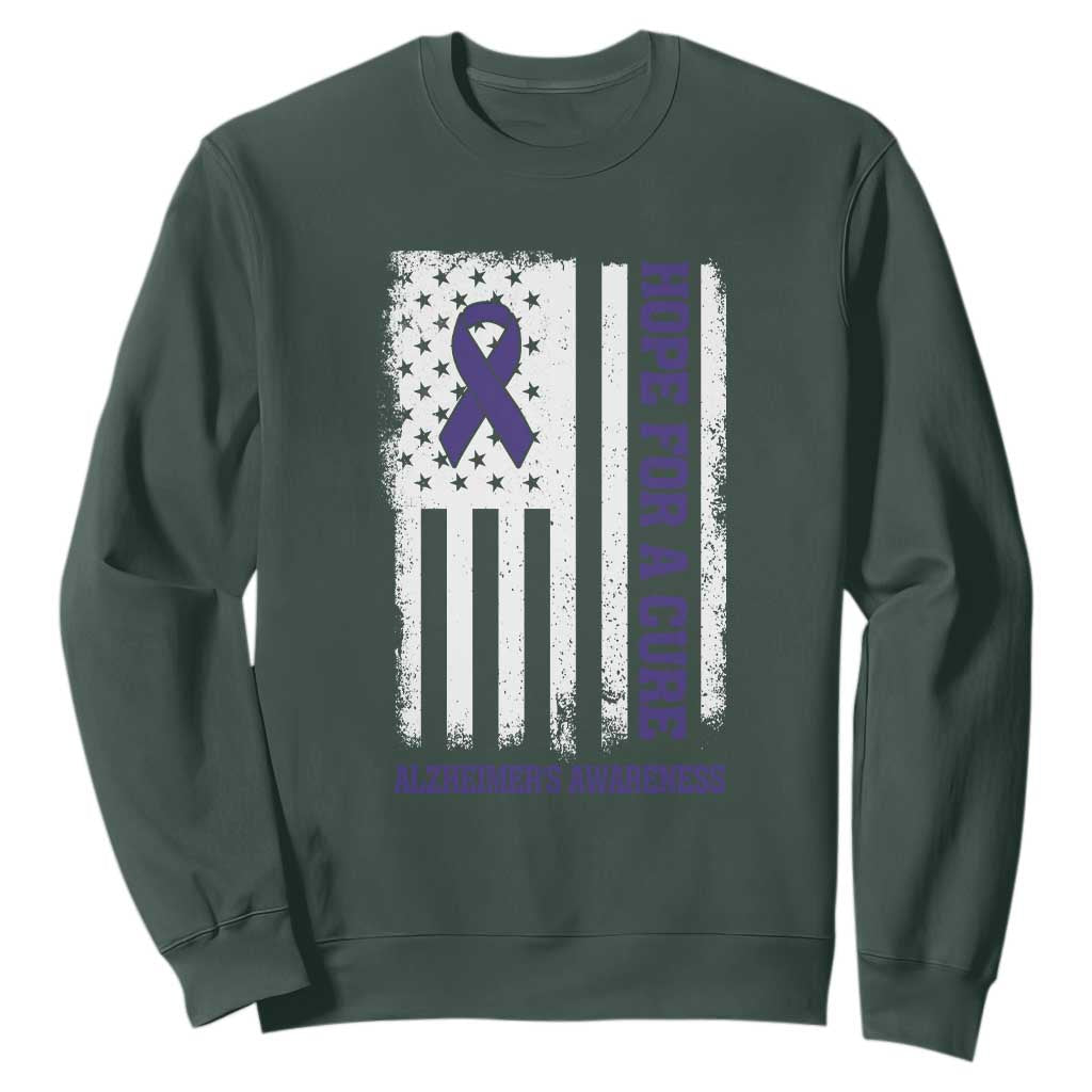 Alzheimer Support Sweatshirt Hope For A Cure Vintage American Flag