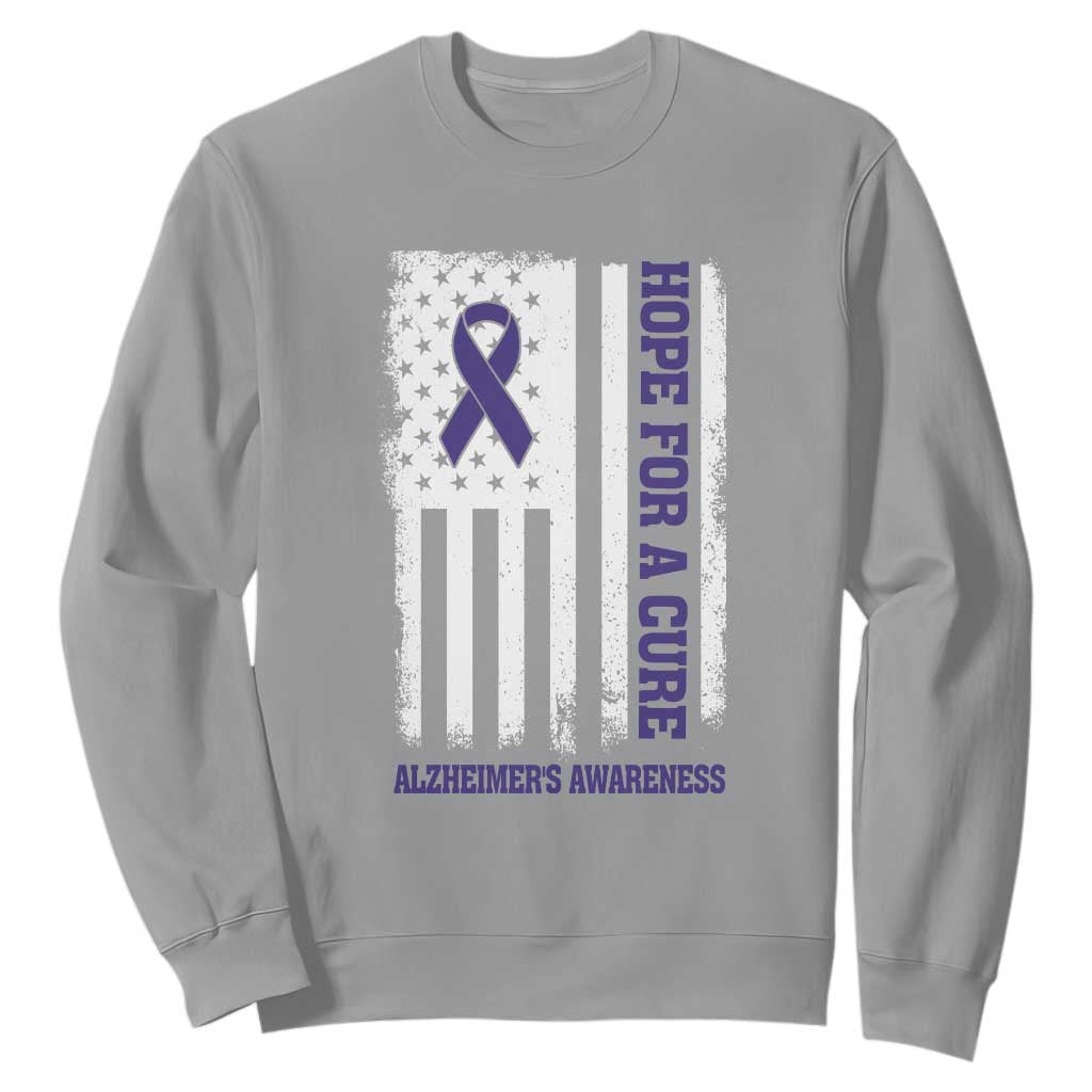 Alzheimer Support Sweatshirt Hope For A Cure Vintage American Flag