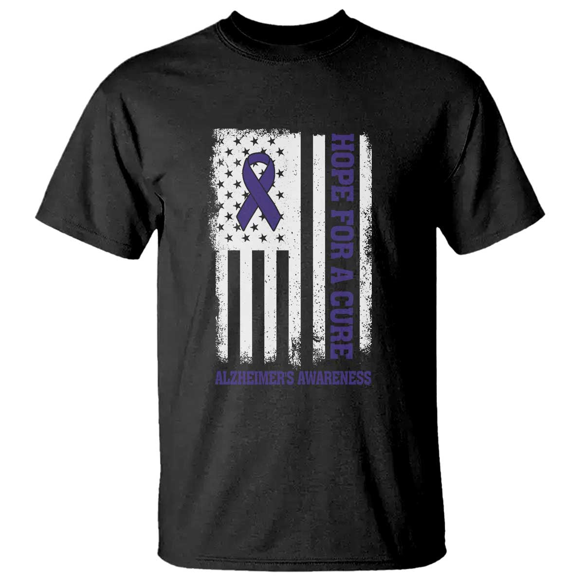 Alzheimer Support T Shirt Hope For A Cure Vintage American Flag