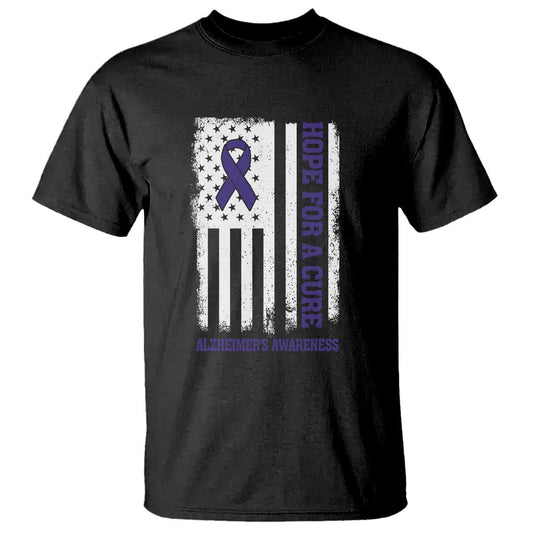 Alzheimer Support T Shirt Hope For A Cure Vintage American Flag