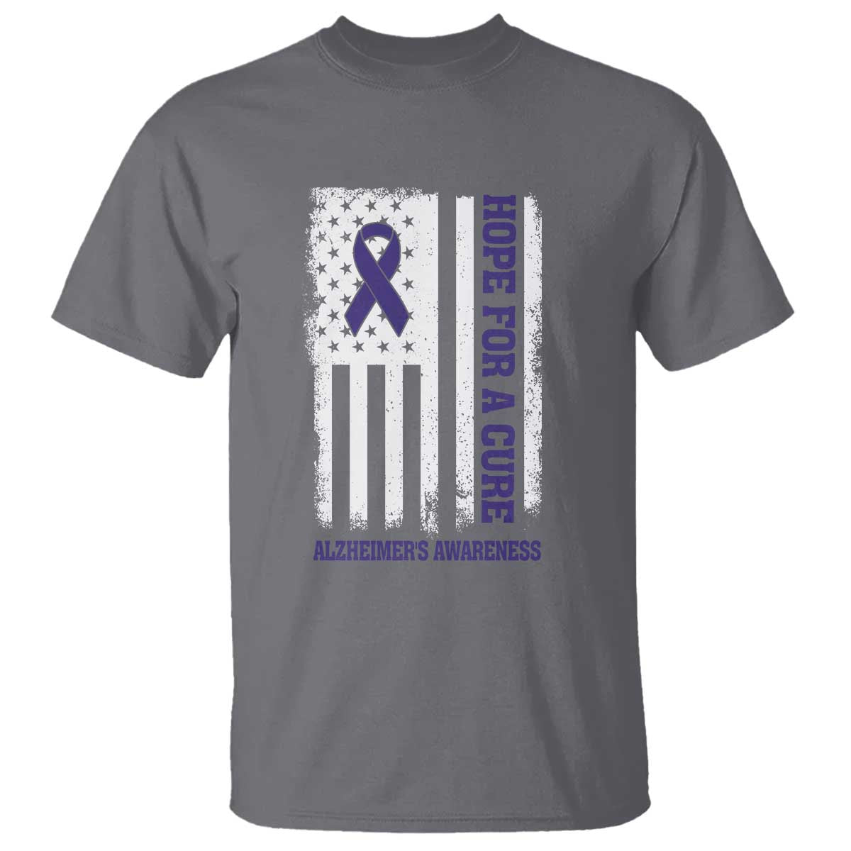 Alzheimer Support T Shirt Hope For A Cure Vintage American Flag