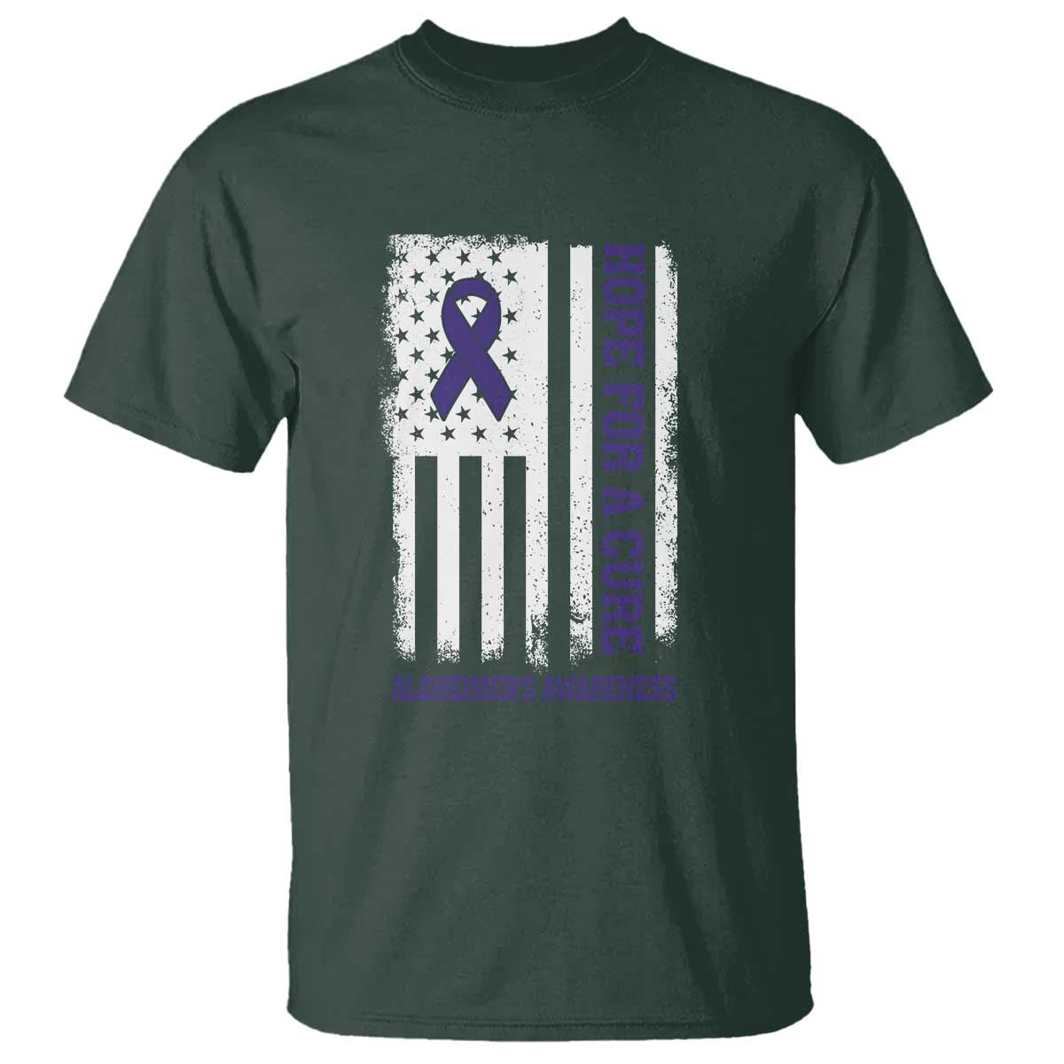 Alzheimer Support T Shirt Hope For A Cure Vintage American Flag