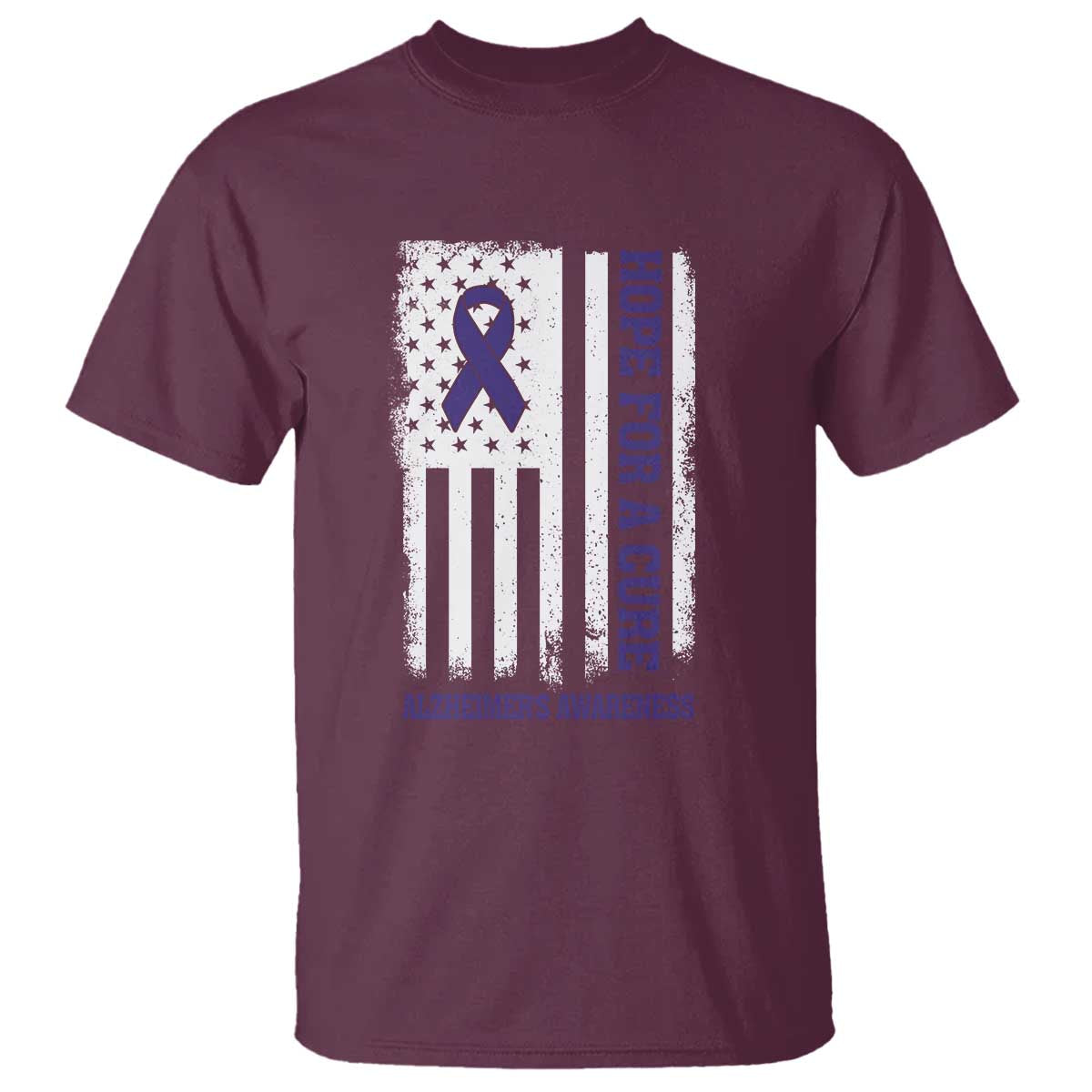 Alzheimer Support T Shirt Hope For A Cure Vintage American Flag