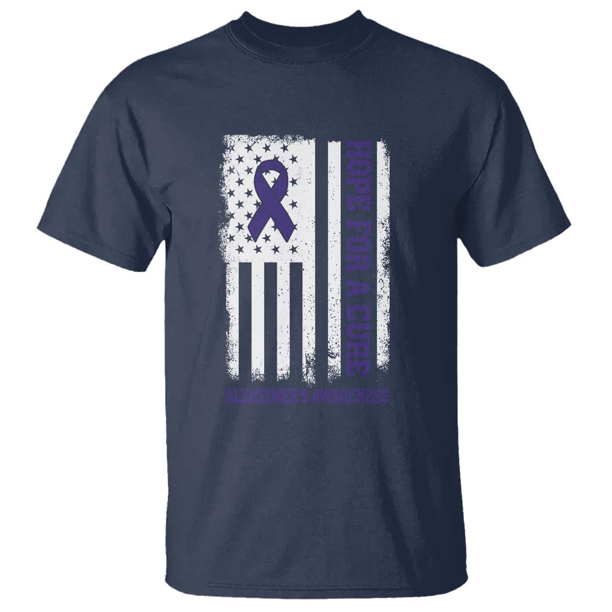 Alzheimer Support T Shirt Hope For A Cure Vintage American Flag