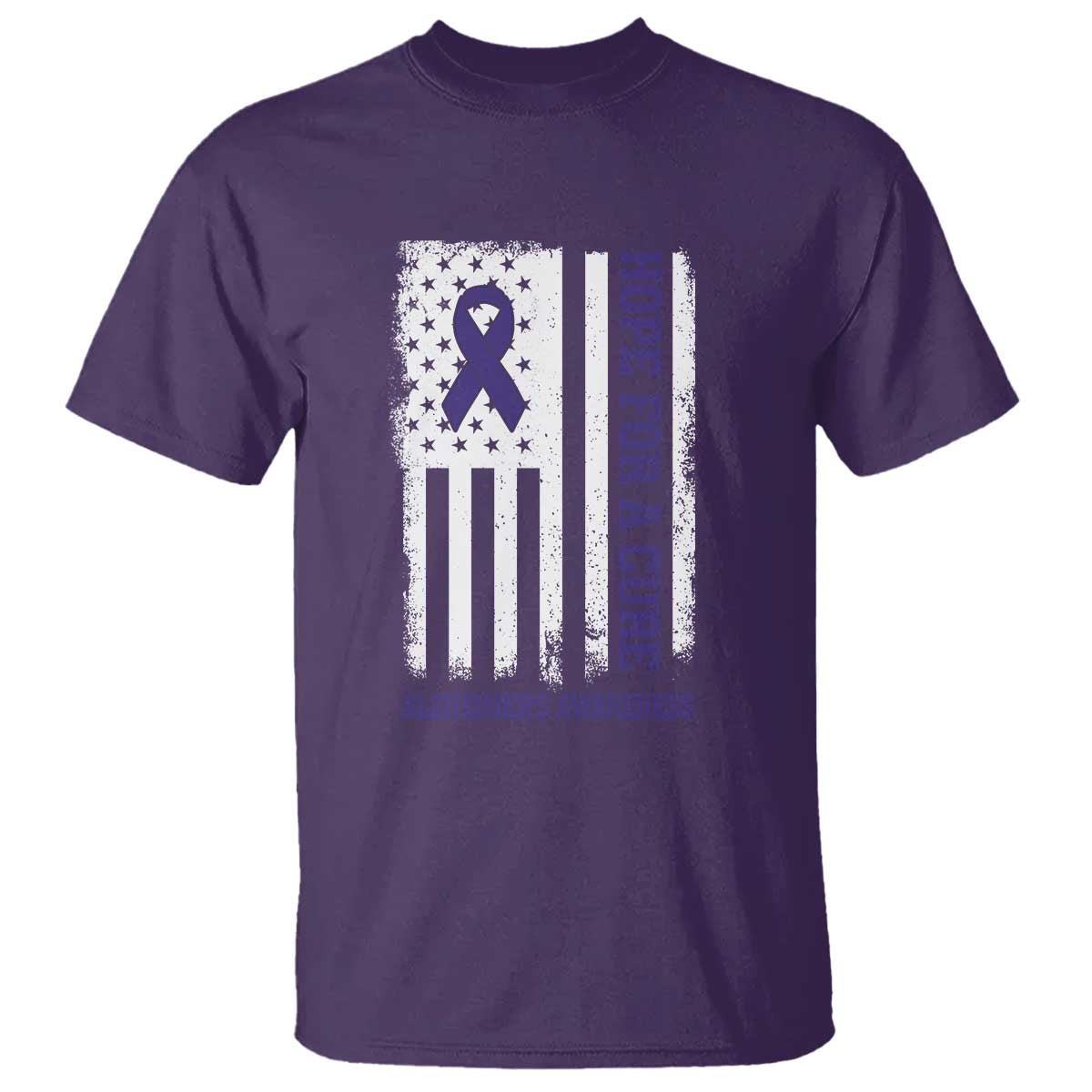 Alzheimer Support T Shirt Hope For A Cure Vintage American Flag