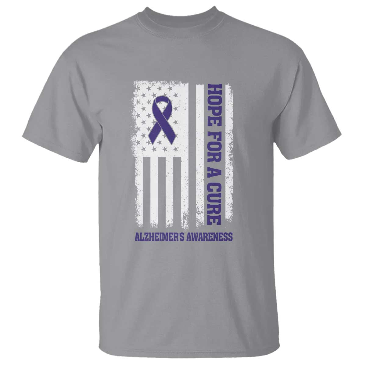 Alzheimer Support T Shirt Hope For A Cure Vintage American Flag