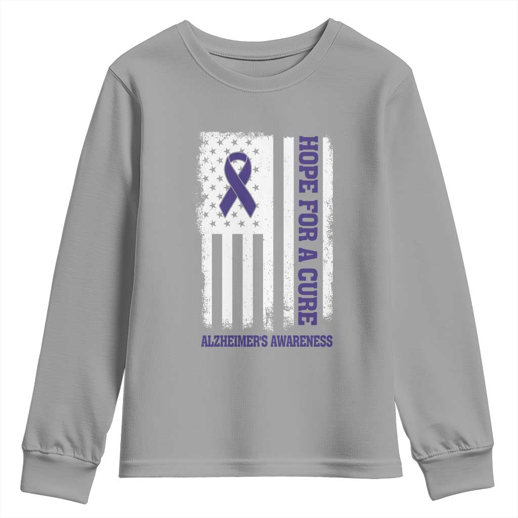 Alzheimer Support Youth Sweatshirt Hope For A Cure Vintage American Flag