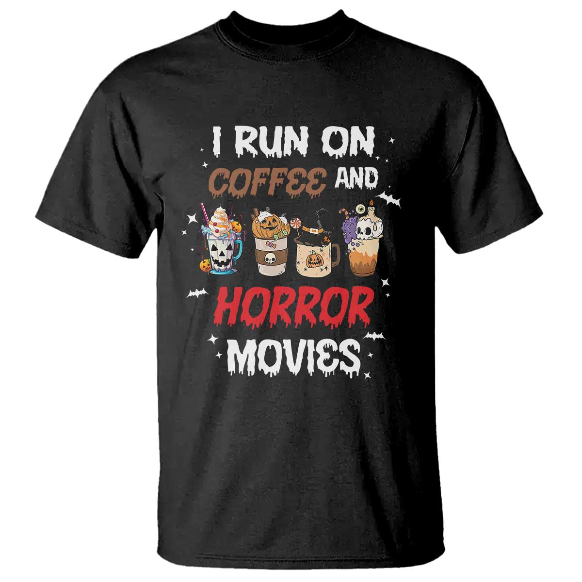 funny-halloween-t-shirt-i-run-on-coffee-and-horror-movies-pumpkin-witch-hat