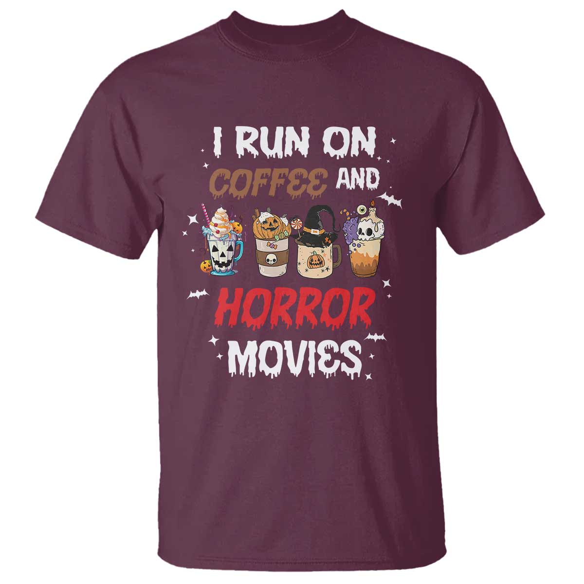 funny-halloween-t-shirt-i-run-on-coffee-and-horror-movies-pumpkin-witch-hat