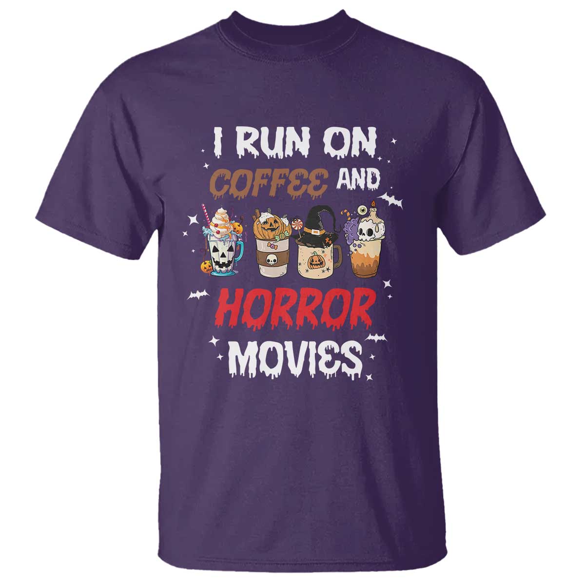 funny-halloween-t-shirt-i-run-on-coffee-and-horror-movies-pumpkin-witch-hat