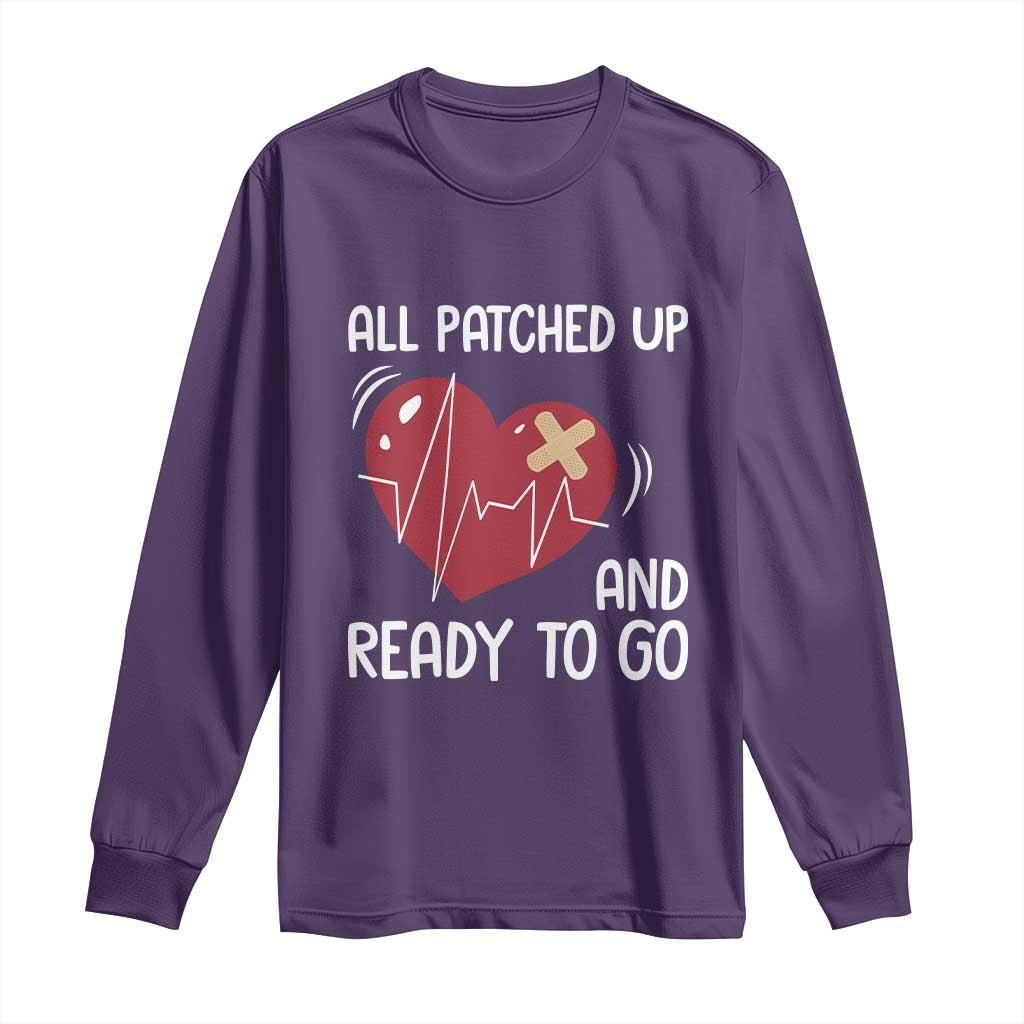 Funny Heart Surgery Recovery Survivor Long Sleeve Shirt All Patched Up And Ready To Go CHD Support