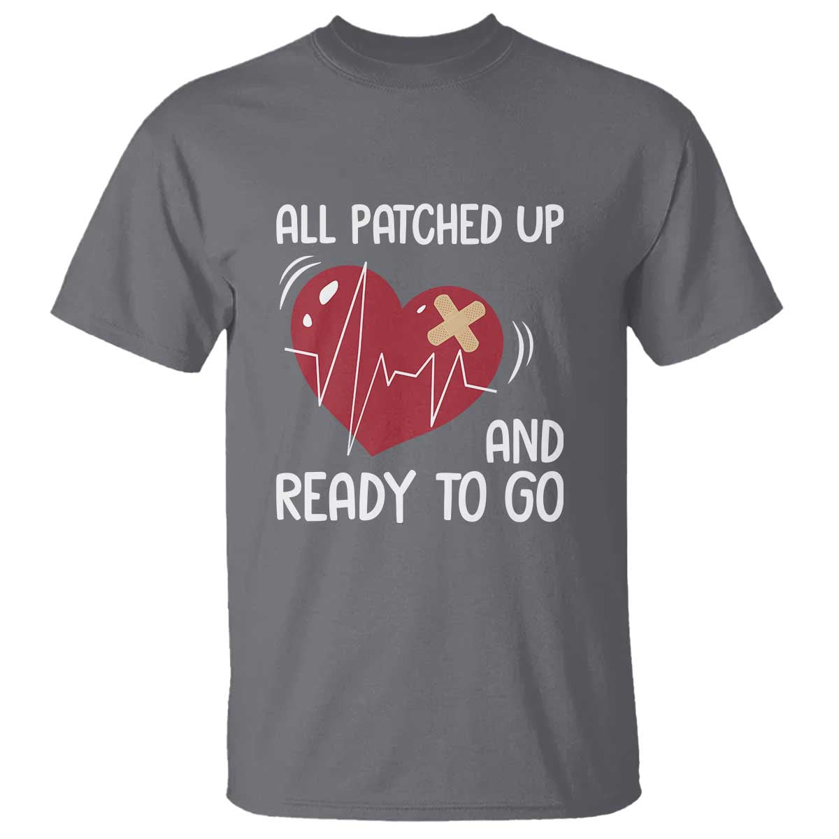 Funny Heart Surgery Recovery Survivor T Shirt All Patched Up And Ready To Go CHD Support